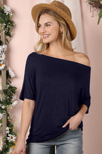 Navy Babe Off The Shoulder Top - POSH NOVA