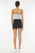 LA High Rise Black Denim Shorts
