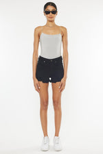 LA High Rise Black Denim Shorts