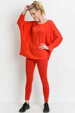 Red Hot Cuffed Dolman Sleeve Tunic Top - POSH NOVA