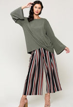 Multi Stripe Culottes Pants - POSH NOVA