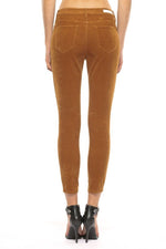 Corduroy Crop Skinny Pant- Caramel - POSH NOVA