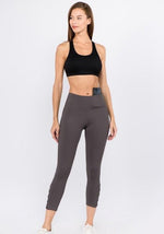 Active Crisscross Mesh Ankle Capri Legging-Charcoal - POSH NOVA