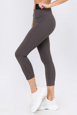 Active Crisscross Mesh Ankle Capri Legging-Charcoal - POSH NOVA