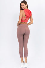 Active Crisscross Mesh Ankle Capri Legging-Mauve - POSH NOVA