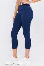 Active Crisscross Mesh Ankle Capri Legging-Navy - POSH NOVA