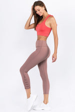 Active Crisscross Mesh Ankle Capri Legging-Mauve - POSH NOVA