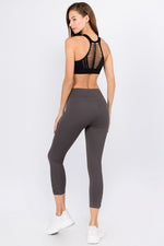 Active Crisscross Mesh Ankle Capri Legging-Charcoal - POSH NOVA