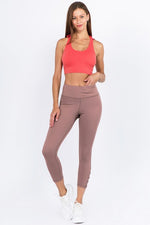 Active Crisscross Mesh Ankle Capri Legging-Mauve - POSH NOVA