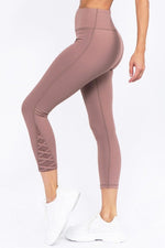 Active Crisscross Mesh Ankle Capri Legging-Mauve - POSH NOVA