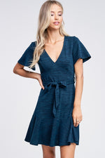 Iris Ruffle Dress- Rust,Teal - POSH NOVA