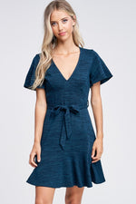 Iris Ruffle Dress- Rust,Teal - POSH NOVA