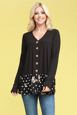 Patterned Cutie Long Sleeve Top - POSH NOVA