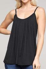 Pleated Cami Adjustable Straps-Black - POSH NOVA