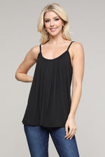 Pleated Cami Adjustable Straps-Black - POSH NOVA