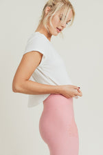 Basic Crop Top with Roll-Up Sleeves-White - POSH NOVA