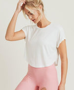 Basic Crop Top with Roll-Up Sleeves-White - POSH NOVA