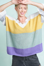 Becca Colorblock Distressed Sweater - POSH NOVA