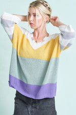Becca Colorblock Distressed Sweater - POSH NOVA