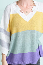 Becca Colorblock Distressed Sweater - POSH NOVA