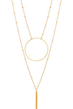 Layered Circle Bar Pendant-Gold - POSH NOVA