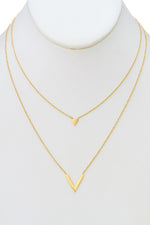 Double Pendant Triangle Necklace- Gold, Silver - POSH NOVA