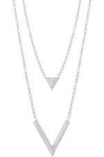 Double Pendant Triangle Necklace- Gold, Silver - POSH NOVA