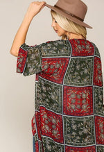 Katherine Kimono-Red/Green - POSH NOVA