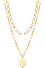 Heart Chain Necklace-Silver, Gold - POSH NOVA