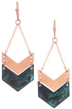 Chevron Patina Dangle Earrings - POSH NOVA