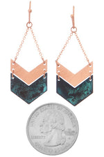 Chevron Patina Dangle Earrings - POSH NOVA