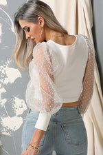 Ashton Puff Sleeve Crop Top-Off White - POSH NOVA