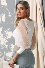 Ashton Puff Sleeve Crop Top-Off White - POSH NOVA
