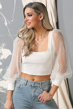 Ashton Puff Sleeve Crop Top-Off White - POSH NOVA