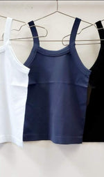 Racer Ribbed Cropped Tank-Steel Blue - POSH NOVA