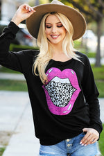 Maddie Lips Graphic Top - POSH NOVA