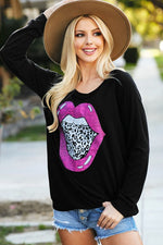Maddie Lips Graphic Top - POSH NOVA