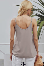 Spaghetti Strap Button Up Tank- Taupe - POSH NOVA
