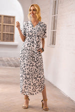 Leopard Maxi Dress with Slits - POSH NOVA