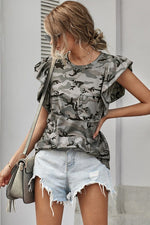 Camo Cutie Ruffle Top - POSH NOVA