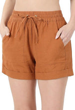 Linen Drawstring Waist Shorts - POSH NOVA