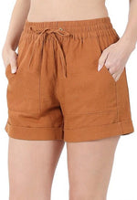Linen Drawstring Waist Shorts - POSH NOVA