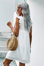 Bohemian Babydoll Dress-White - POSH NOVA
