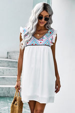 Bohemian Babydoll Dress-White - POSH NOVA
