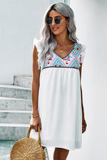 Bohemian Babydoll Dress-White - POSH NOVA