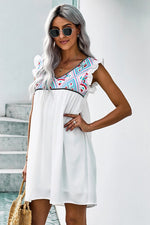 Bohemian Babydoll Dress-White - POSH NOVA