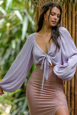 Stay Ready Lilac Crop Long Sleeve Top - POSH NOVA