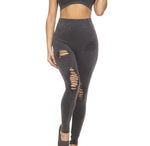 Distressed Vintage Washed Leggings- Charcoal - POSH NOVA