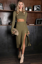 No Regrets Two Piece Sweater Set-Olive - POSH NOVA