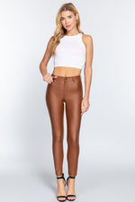 It Girl Pleather Leggings- Camel - POSH NOVA